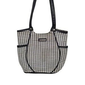 💥400 Longaberger Homestead Gingham Black And White Shoulder Bag